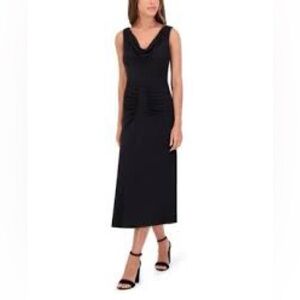 Kensie Cowl Neck Sleeveless Jersey Midi Dress in black